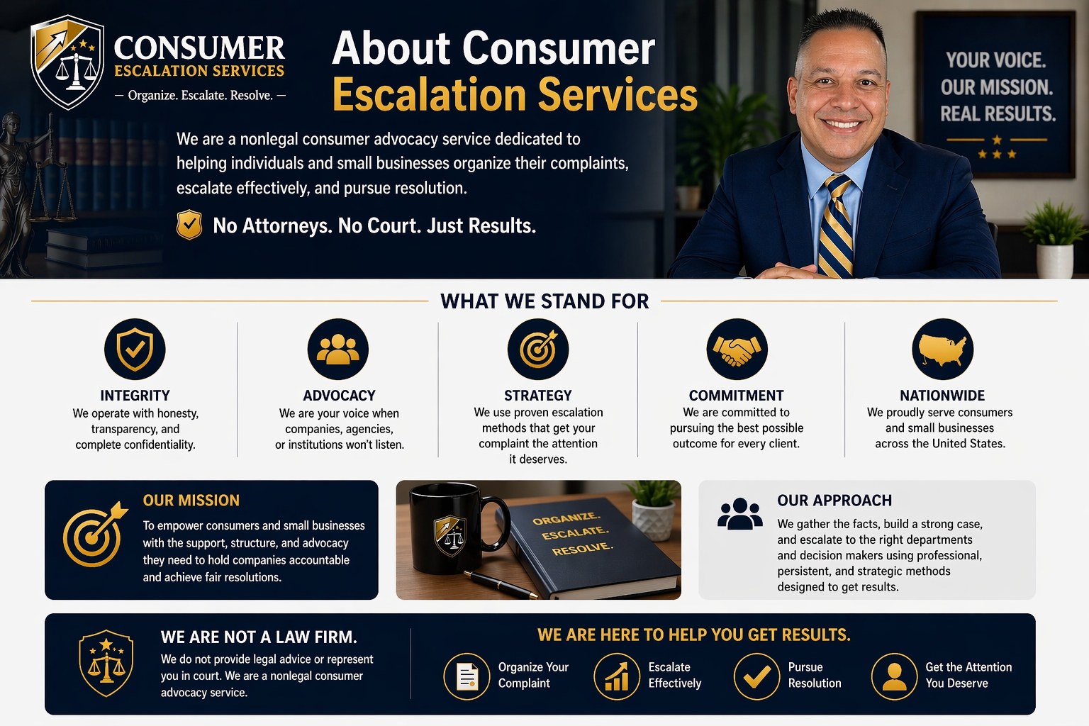 About Consumer Escalation Services nonlegal consumer advocacy mission and values