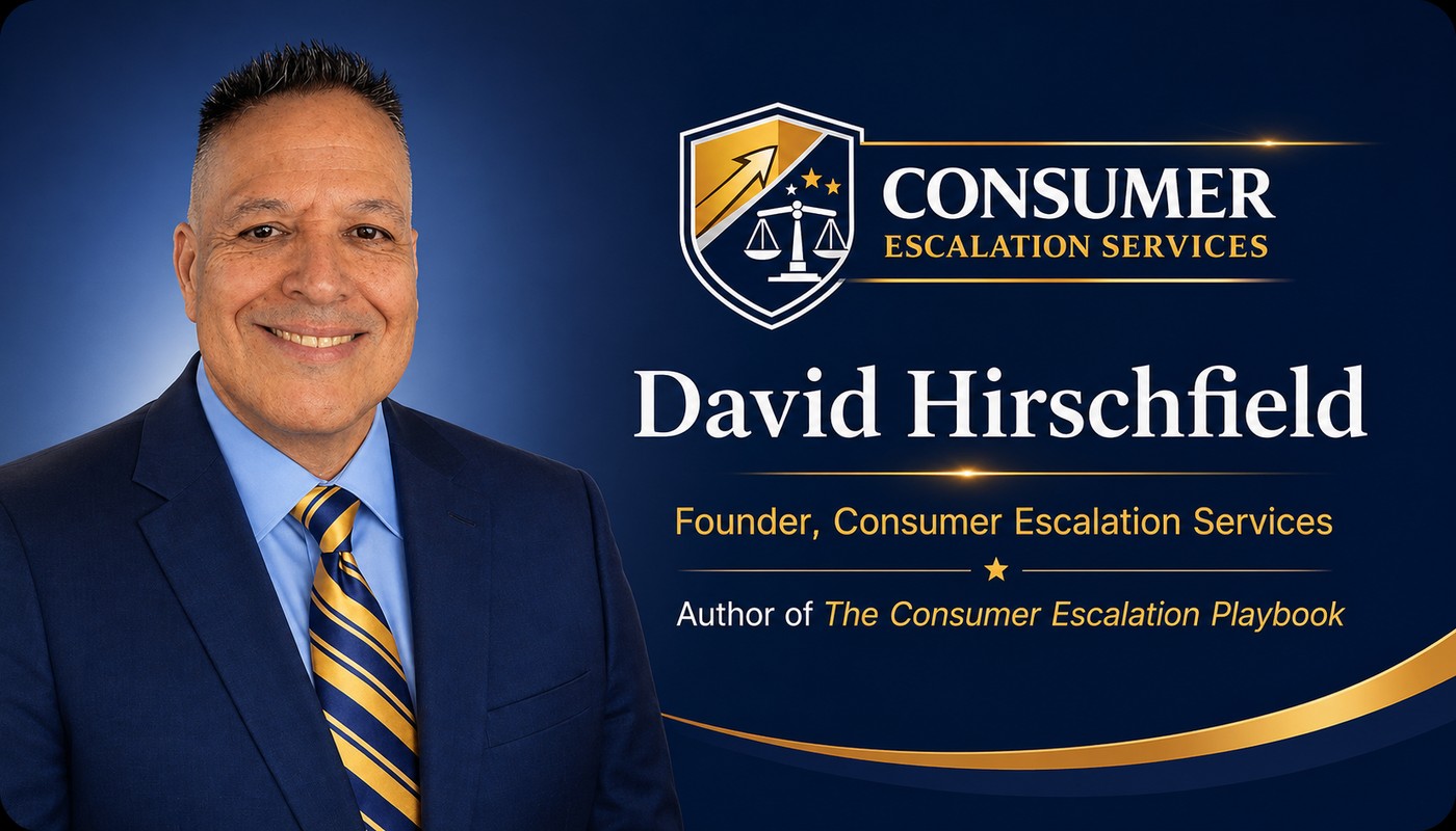 David Hirschfield, Founder of Consumer Escalation Services and author of The Consumer Escalation Playbook