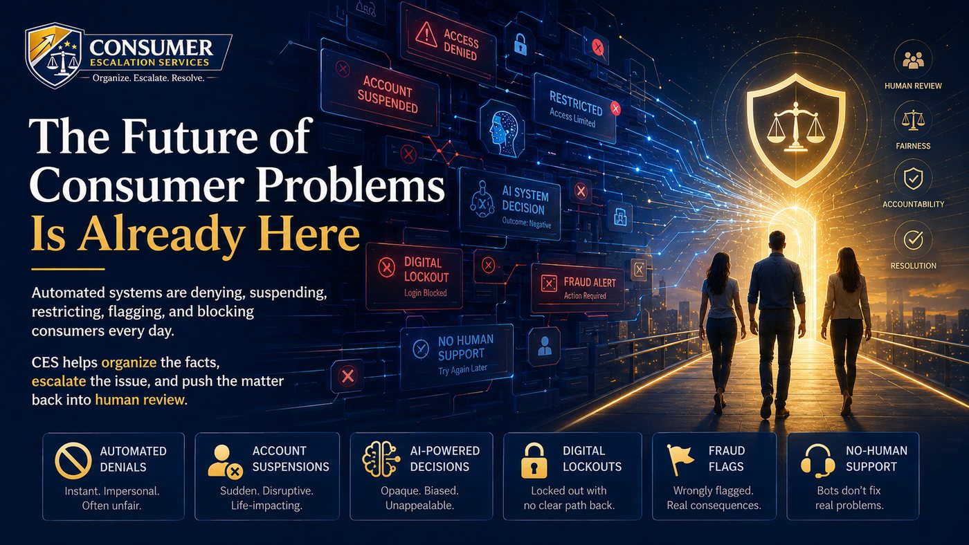 Consumer Escalation Services preparing for AI, automation, robotics, autonomous systems, and the next generation of digital consumer harm.