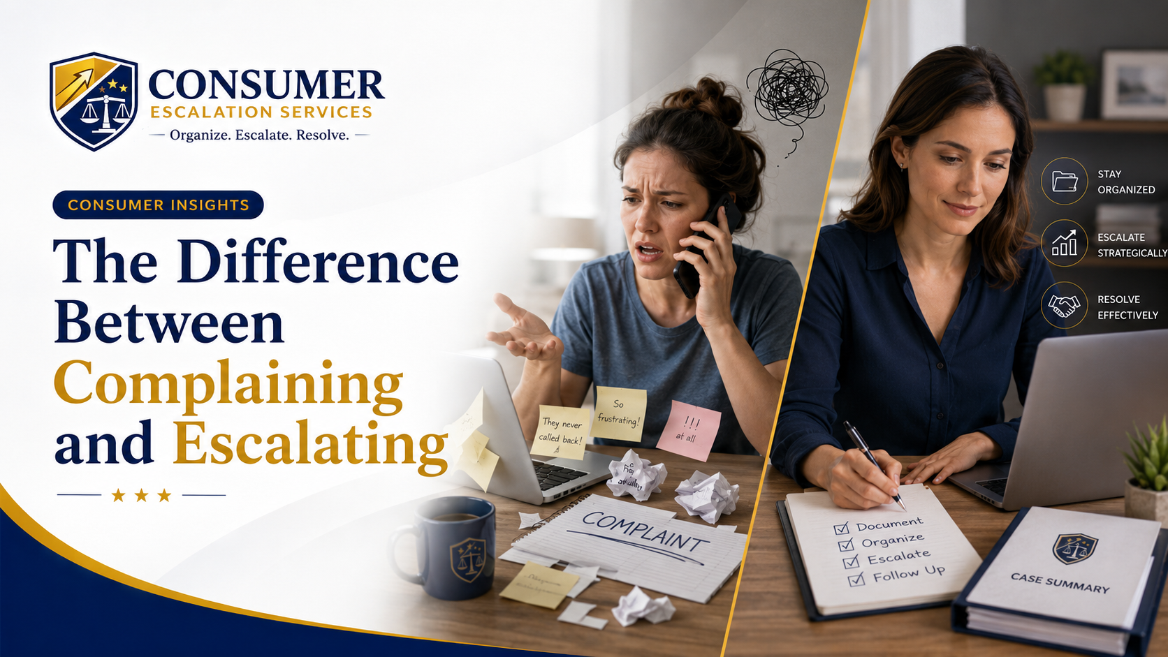 Consumer Escalation Services article on the difference between complaining and escalating