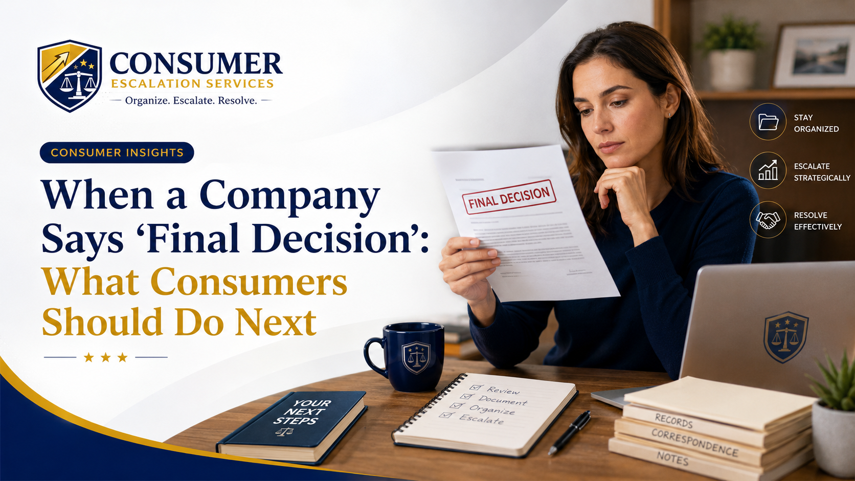 Consumer Escalation Services article on what to do when a company says final decision