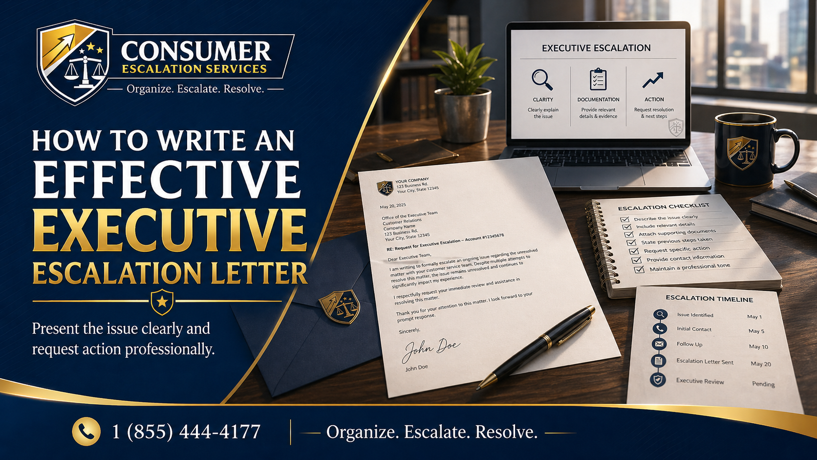 How to write an effective executive escalation letter — present the issue clearly and request action professionally
