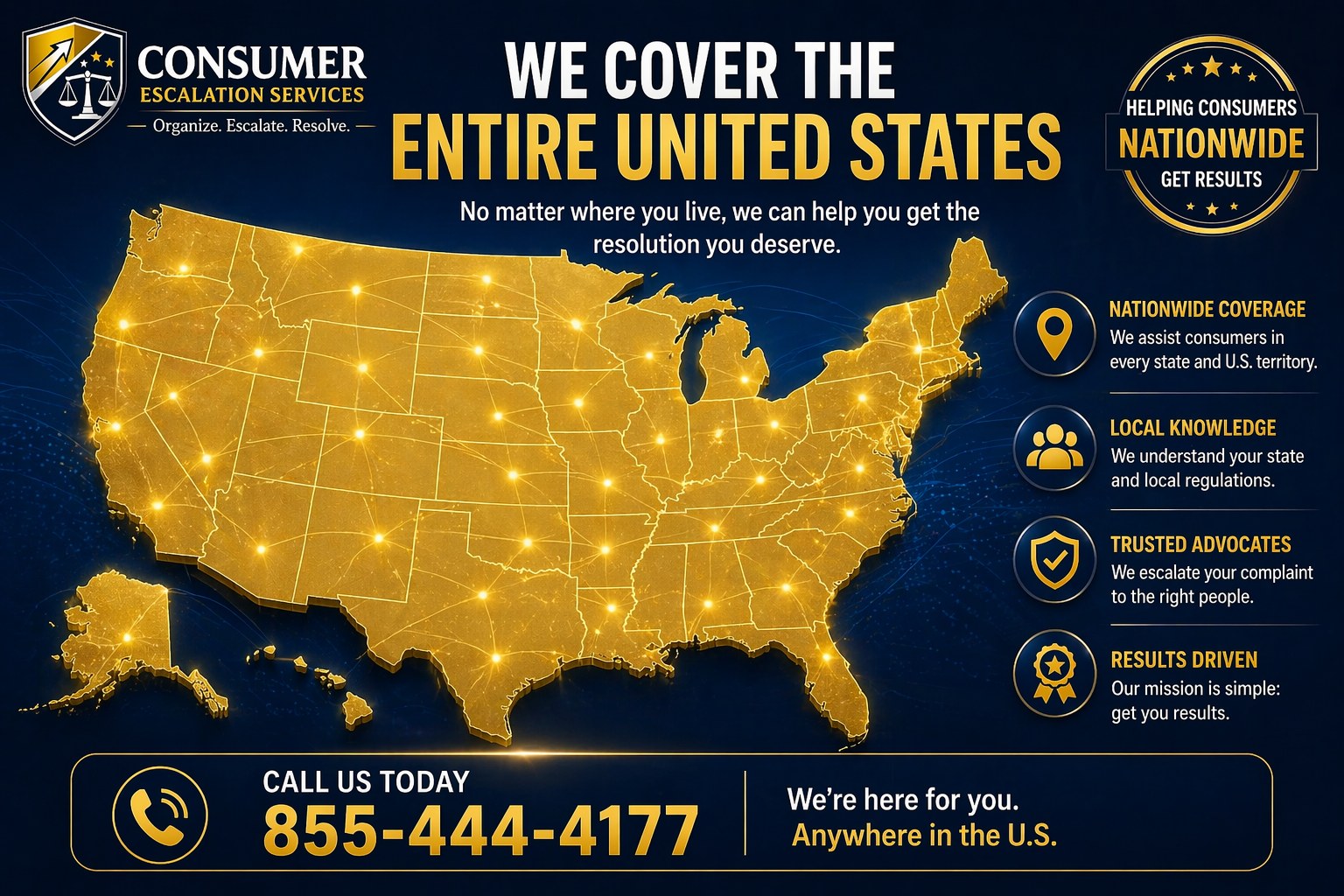 Consumer Escalation Services nationwide complaint escalation support across the United States